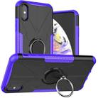 For iPhone XS Max Armor Bear Shockproof PC + TPU Protective Case with Ring Holder(Purple) - 1