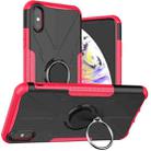 For iPhone XS Max Armor Bear Shockproof PC + TPU Protective Case with Ring Holder(Rose Red) - 1