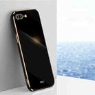 XINLI Straight 6D Plating Gold Edge TPU Shockproof Case For iPhone 8 Plus / 7 Plus(Black) - 1