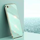 For iPhone SE 2022 / SE 2020 / 8 / 7 XINLI Straight 6D Plating Gold Edge TPU Shockproof Case(Mint Green) - 1
