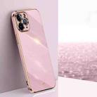 For iPhone 11 Pro Max XINLI Straight 6D Plating Gold Edge TPU Shockproof Case (Cherry Purple) - 1
