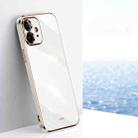 For iPhone 12 XINLI Straight 6D Plating Gold Edge TPU Shockproof Case(White) - 1