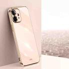 For iPhone 12 XINLI Straight 6D Plating Gold Edge TPU Shockproof Case(Pink) - 1