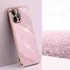 For iPhone 12 Pro XINLI Straight Edge 6D Electroplate TPU Phone Case(Cherry Purple) - 1