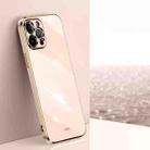 For iPhone 12 Pro XINLI Straight Edge 6D Electroplate TPU Phone Case(Pink) - 1