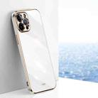 For iPhone 12 Pro Max XINLI Straight 6D Plating Gold Edge TPU Shockproof Case(White) - 1