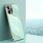 For iPhone 12 Pro Max XINLI Straight 6D Plating Gold Edge TPU Shockproof Case(Mint Green) - 1