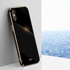 For iPhone X XINLI Straight 6D Plating Gold Edge TPU Shockproof Case(Black) - 1