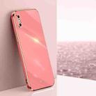 For iPhone XS XINLI Straight 6D Plating Gold Edge TPU Shockproof Case(Hawthorn Red) - 1