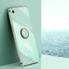 XINLI Straight 6D Plating Gold Edge TPU Shockproof Case with Ring Holder For iPhone 6 / 6s(Mint Green) - 1