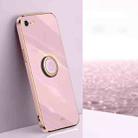 XINLI Straight 6D Plating Gold Edge TPU Shockproof Case with Ring Holder For iPhone 6 Plus / 6s Plus(Cherry Purple) - 1