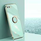 XINLI Straight Edge 6D Electroplate TPU Phone Case with Ring Holder For iPhone 8 Plus / 7 Plus(Mint Green) - 1