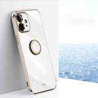 For iPhone 11 XINLI Straight Edge 6D Electroplate TPU Phone Case with Ring Holder (White) - 1