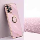 For iPhone 11 Pro XINLI Straight 6D Plating Gold Edge TPU Shockproof Case with Ring Holder (Cherry Purple) - 1