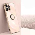 For iPhone 11 Pro XINLI Straight 6D Plating Gold Edge TPU Shockproof Case with Ring Holder (Pink) - 1
