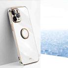 For iPhone 11 Pro Max XINLI Straight 6D Plating Gold Edge TPU Shockproof Case with Ring Holder (White) - 1
