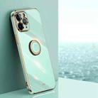 For iPhone 11 Pro Max XINLI Straight Edge 6D Electroplate TPU Phone Case with Ring Holder (Mint Green) - 1