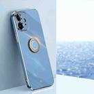 For iPhone 12 XINLI Straight 6D Plating Gold Edge TPU Shockproof Case with Ring Holder(Celestial Blue) - 1