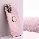 For iPhone 12 Pro Max XINLI Straight Edge 6D Electroplate TPU Phone Case with Ring Holder(Cherry Purple) - 1