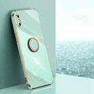 For iPhone X XINLI Straight 6D Plating Gold Edge TPU Shockproof Case with Ring Holder(Mint Green) - 1
