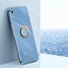 For iPhone XR XINLI Straight 6D Plating Gold Edge TPU Shockproof Case with Ring Holder(Celestial Blue) - 1