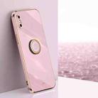 For iPhone XS XINLI Straight 6D Plating Gold Edge TPU Shockproof Case with Ring Holder(Cherry Purple) - 1