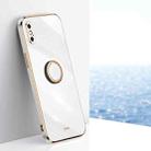 For iPhone XS Max XINLI Straight Edge 6D Electroplate TPU Phone Case with Ring Holder(White) - 1