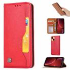 For iPhone 13 Knead Skin Texture Horizontal Flip Leather Case with Photo Frame & Holder & Card Slots & Wallet(Red) - 1