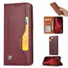 For iPhone 13 Knead Skin Texture Horizontal Flip Leather Case with Photo Frame & Holder & Card Slots & Wallet(Wine Red) - 1