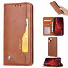 For iPhone 13 mini Knead Skin Texture Horizontal Flip Leather Case with Photo Frame & Holder & Card Slots & Wallet (Brown) - 1