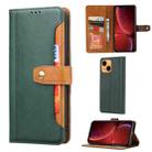 For iPhone 13 Calf Texture Double Fold Clasp Horizontal Flip Leather Case with Photo Frame & Holder & Card Slots & Wallet(Green) - 1