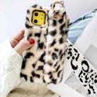 For iPhone 11 Plush Phone Protect Case with Wrist Strap Sling(Beige Leopard) - 1