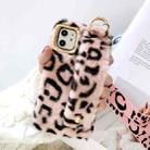 For iPhone 11 Pro Plush Phone Protect Case with Wrist Strap Sling(Pink Leopard) - 1