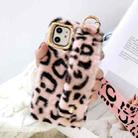 For iPhone 11 Pro Max Plush Phone Protect Case with Wrist Strap Sling(Pink Leopard) - 1