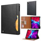 For iPad Pro 12.9 2022 / 2021 Knead Skin Texture Horizontal Flip Leather Tablet Case with Photo Frame & Holder & Card Slots & Wallet(Black) - 1
