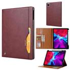 For iPad Air 13 2024 / iPad Pro 12.9 2022 / 2021 / 2010 Knead Skin Texture Horizontal Flip Leather Tablet Case with Photo Frame & Holder & Card Slots & Wallet(Wine Red) - 1