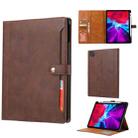 For iPad Pro 12.9 2022/2021/2020 Calf Texture Double Fold Clasp Horizontal Flip Leather Tablet Case with Photo Frame & Holder & Card Slots & Wallet(Brown) - 1