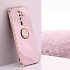 For OPPO A9 2020 / A11x XINLI Straight 6D Plating Gold Edge TPU Shockproof Case with Ring Holder(Cherry Purple) - 1