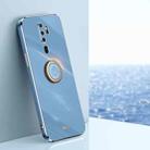 For OPPO A9 2020 / A11x XINLI Straight 6D Plating Gold Edge TPU Shockproof Case with Ring Holder(Celestial Blue) - 1