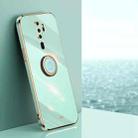 For OPPO A9 2020 / A11x XINLI Straight 6D Plating Gold Edge TPU Shockproof Case with Ring Holder(Mint Green) - 1