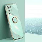 For OPPO A55 5G XINLI Straight Edge 6D Electroplate TPU Phone Case with Ring Holder(Mint Green) - 1