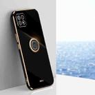 For OPPO A72 XINLI Straight 6D Plating Gold Edge TPU Shockproof Case with Ring Holder(Black) - 1