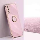 For OPPO A91 XINLI Straight 6D Plating Gold Edge TPU Shockproof Case with Ring Holder(Cherry Purple) - 1
