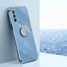 For OPPO A93 XINLI Straight Edge 6D Electroplate TPU Phone Case with Ring Holder(Celestial Blue) - 1