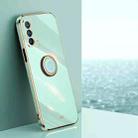 For OPPO A93 XINLI Straight 6D Plating Gold Edge TPU Shockproof Case with Ring Holder(Mint Green) - 1