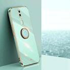 For OPPO F11 XINLI Straight 6D Plating Gold Edge TPU Shockproof Case with Ring Holder(Mint Green) - 1