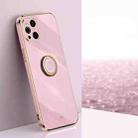 For OPPO Find X3 Pro XINLI Straight 6D Plating Gold Edge TPU Shockproof Case with Ring Holder(Cherry Purple) - 1