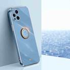 For OPPO Find X3 Pro XINLI Straight Edge 6D Electroplate TPU Phone Case with Ring Holder(Celestial Blue) - 1