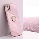 For OPPO Reno4 SE XINLI Straight 6D Plating Gold Edge TPU Shockproof Case with Ring Holder(Cherry Purple) - 1