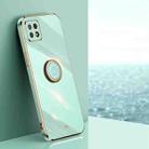 For OPPO Reno4 SE XINLI Straight Edge 6D Electroplate TPU Phone Case with Ring Holder(Mint Green) - 1